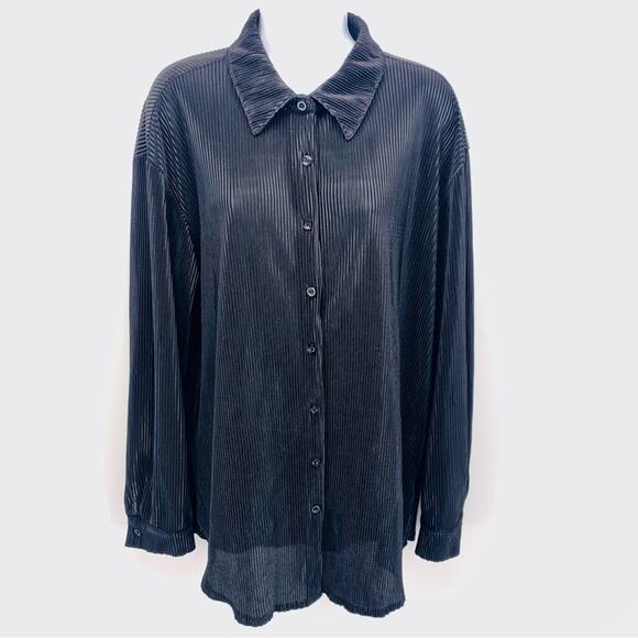 Moa Moa Ribbed Button Down Top Womens Size L - Picture 1 of 7